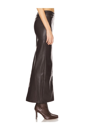 ALL THE WAYS Kayla Faux Leather Skirt in Chocolate. Size M. Also in L, S, XS, XXS.
