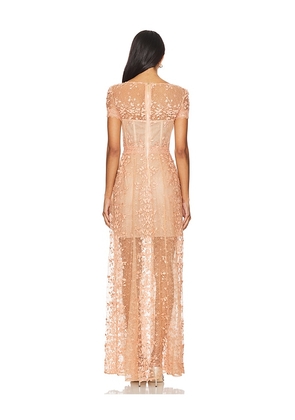 Bronx and Banco Megan Cap Sleeve Gown in Beige. Size XS. Also in M, S.
