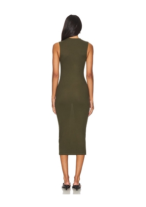 Enza Costa Silk Knit Sleeveless Twist Midi Dress in Army. Size S. Also in XS, M, L.