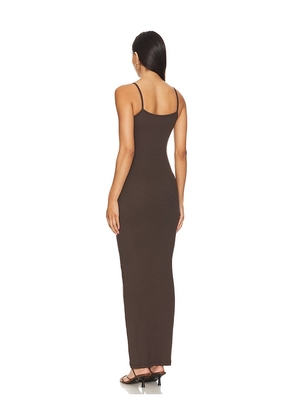 CLYQUE Donya Maxi Dress in Brown. Size XS. Also in M, XL.