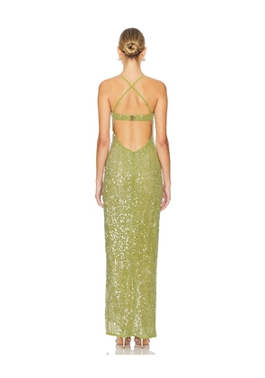 Camila Coelho Brihante Sequin Maxi Dress in Green. Size M. Also in S, XL.
