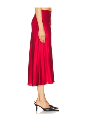 EAVES Chana Silk Midi Skirt in Red. Size XS. Also in S.