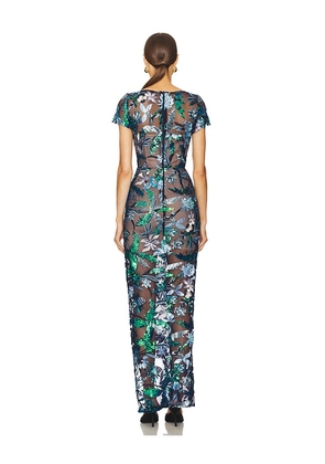 Bronx and Banco Zinna Embroidered Gown in Black. Size M. Also in S, XS.