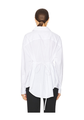 EAVES Sivan Poplin Shirt in White. Size M. Also in XS, S, XL.