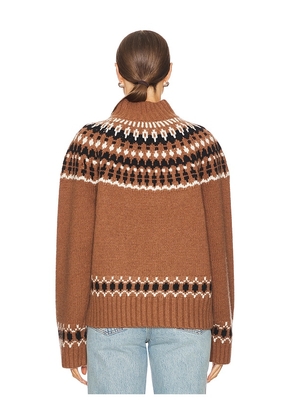 EAVES Cait Fair Isle Sweater in Brown. Size L. Also in XS, S, M.