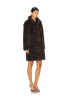 Apparis Blair Leopard Mid Length Coat in Brown. Size S. Also in M, XS.