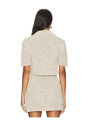 ASTA RESORT Morgan Polo Cardigan in Beige. Size M. Also in XS, L, XL.