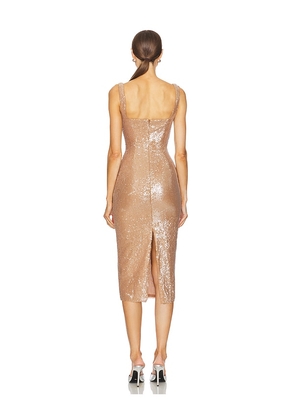 Camila Coelho Veda Midi Dress in Tan. Size M. Also in XXS, XS, S, XL.