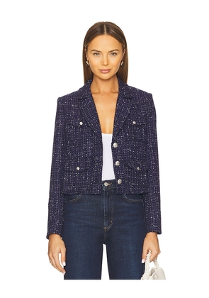 Central Park West Crop Tweed Dickie Blazer in Navy. Size L. Also in M, S, XS.