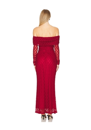 Bardot Adoni Off Shoulder Maxi Dress in Red. Size 4. Also in 2.
