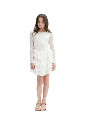Bardot Junior Andi Long Sleeve Mini Dress in White. Size 5. Also in 4.