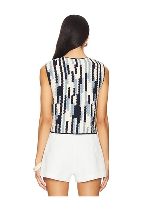 ESCVDO Anadara Crochet Vest in Navy, White. Size M. Also in XS.