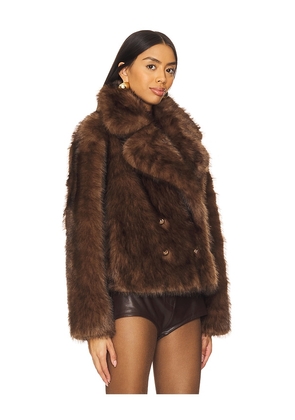 Adrienne Landau The Cornelia Faux Fur Peacoat in Chocolate. Size M. Also in L, S.
