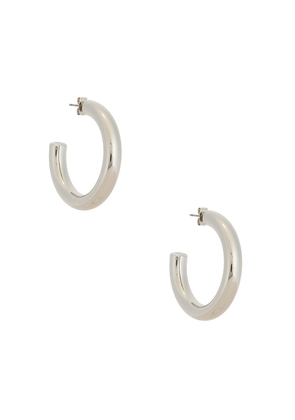 Ettika Medium Thick Classic Hoops in Metallic Silver.