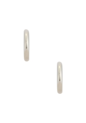 Ettika Medium Thick Classic Hoops in Metallic Silver.