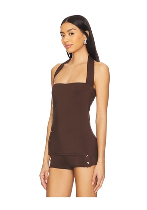 Belle Anna Snap Top in Brown. Size M. Also in XS, S, L, XL.