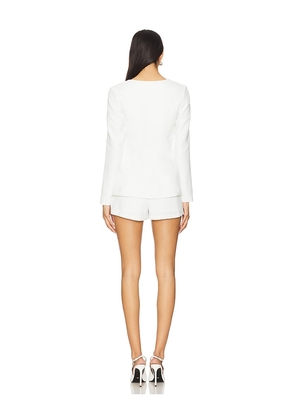 Amanda Uprichard Long Sleeve Kya Romper in Ivory. Size S. Also in M.