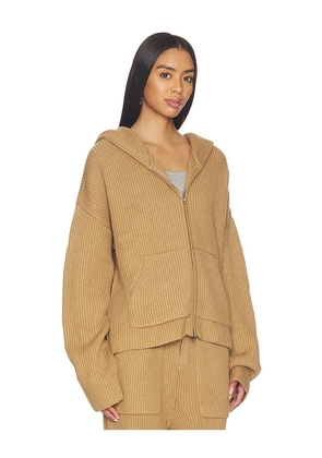 Aya Muse Knit Zip Up Hoodie in Beige. Size L. Also in XXS, XS, S, M.