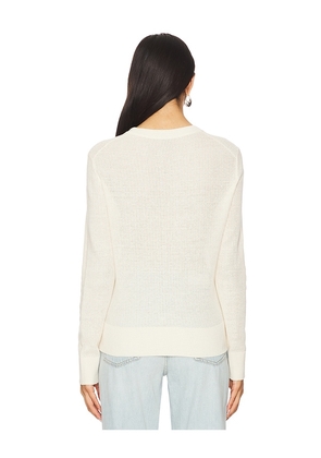 Enza Costa Linen Open Knit Crewneck Sweater in Cream. Size S. Also in M.