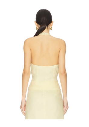 Bardot Paola Halter Linen Top in Yellow. Size 12. Also in 6, 8.