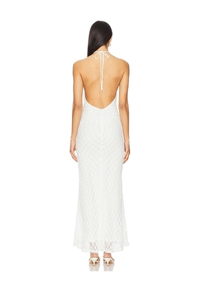 Bardot x REVOLVE Adoni Halter Mesh Midi Dress in White. Size 12. Also in 6, 8, 10.