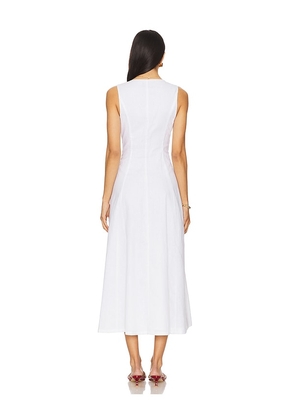 Bardot x REVOLVE Cordelia Linen Midi Dress in White. Size 2. Also in 4, 6.