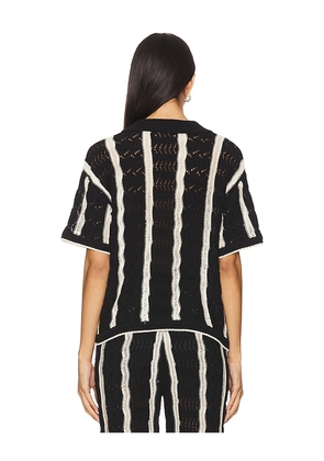 Central Park West Novelty Stitch Polo in Black. Size M. Also in L, S, XS.