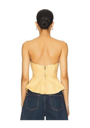 AFRM The Princess Peplum Top in Tan. Size M. Also in L, XS, XXL.