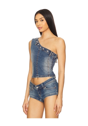 Boys Lie Party Half Denim Top in Blue. Size S. Also in XS.