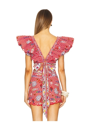 Camilla Ruffle Wrap Top in Pink. Size M. Also in L.