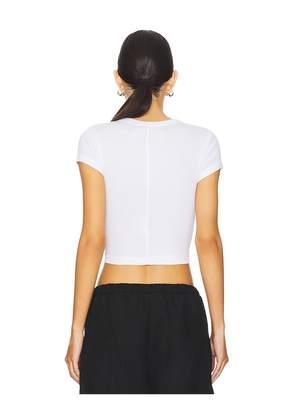 Enza Costa Supima Baby Cropped Tee in White. Size M. Also in XS, L, XL.