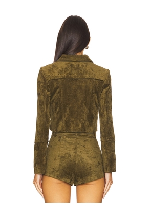 Amanda Uprichard x REVOLVE Lucas Suede Jacket in Olive. Size M. Also in L, S, XL, XS.