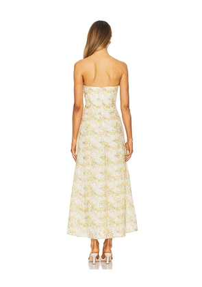 Bardot Lora Broderie Maxi Dress in Yellow. Size 10. Also in 12.