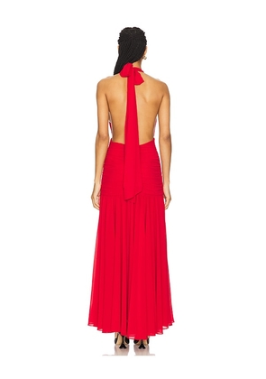 Bardot Mave Halter Neck Maxi Dress in Red. Size 12. Also in 4, 6, 8, 10.