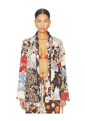 Agua Bendita Anastasia Shirt in Brown. Size XS/S. Also in M/L.