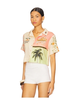 Agua Bendita Itsy Ete Top in Tan,Coral. Size M. Also in S, L.