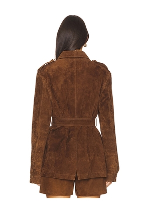 AEXAE Leather Suede Mid Jacket in Brown. Size S. Also in XS.