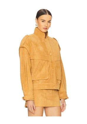 AEXAE Leather Suede Oversized Jacket in Brown. Size XS. Also in M, S, XXS.