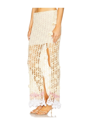 ANDREEVA Handmade Crochet Skirt in Cream. Size XL. Also in L, XS.