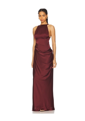 Ceren Ocak Satin Dress in Burgundy. Size M. Also in S, XS.