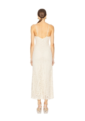 Bardot Adoni Crochet Midi Dress in Beige. Size 4. Also in 2, 6, 10, 12.
