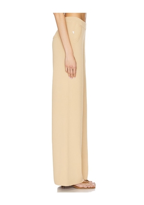 AEXAE Fine Knit Ribbed Straight Leg Pant in Tan. Size XS. Also in XXS.