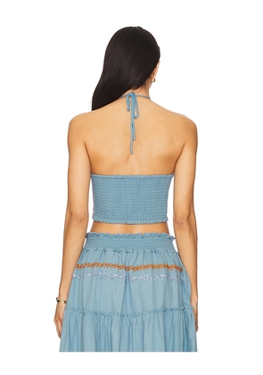 Agua Bendita x REVOLVE Serenity Crop Top in Blue. Size M. Also in S, L, XL.