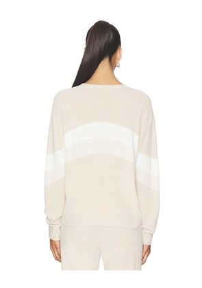 Barefoot Dreams Wavy Pullover in Beige. Size L. Also in S, XS, M, XL.