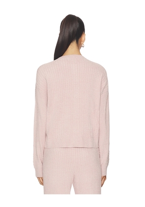 Barefoot Dreams CozyChic Ultra Lite Textured Rib Cardigan in Blush. Size L. Also in S, XS, M.