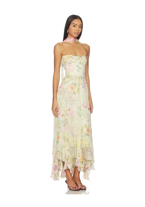 Amanda Uprichard Monterey Dress With Scarf in Green. Size L. Also in S, XS, M.