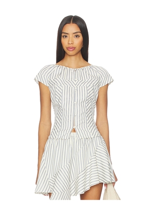 Amanda Uprichard Norina Top in Blue. Size L. Also in M, S, XL, XS.