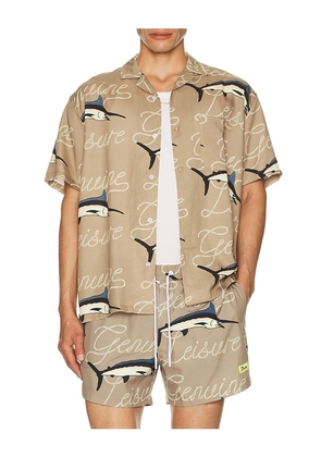 Duvin Design Dolphin Leisure Button Up Shirt in Brown. Size M. Also in S.