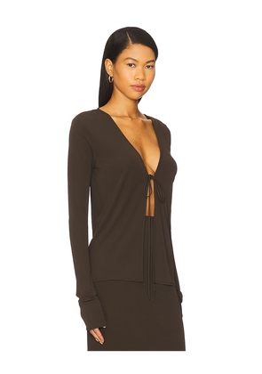 EAVES Lian Reversible Top in Brown. Size M. Also in L.