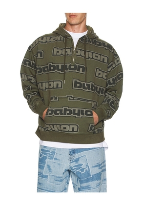 Babylon All Over Hoodie in Olive. Size M. Also in S, L.